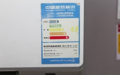 大金 FTXH25JV2CW空调 能效标识